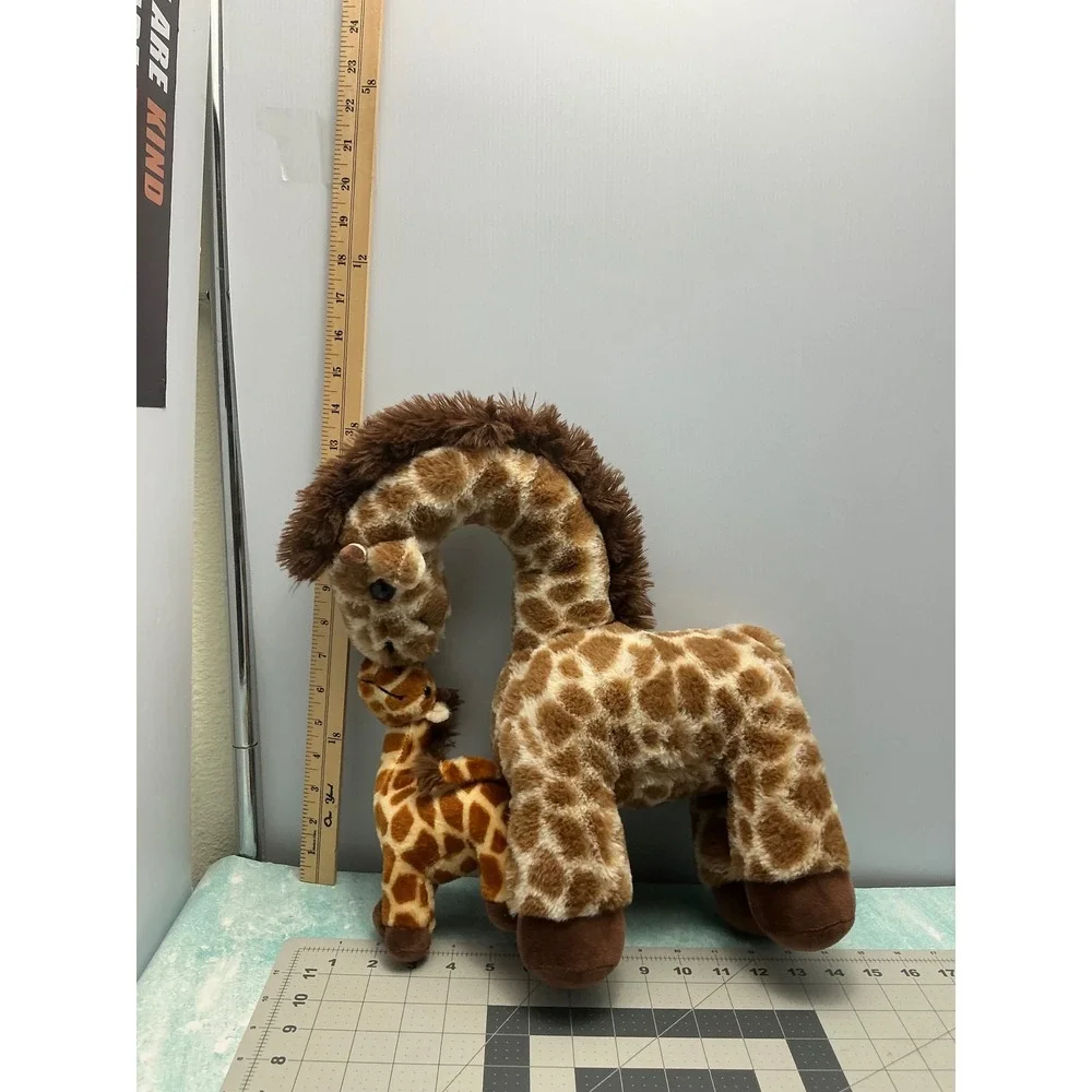 Plush Giraffe‎ Mother and Baby Attached Stuffed Animal Safari Nursery Decor 13in